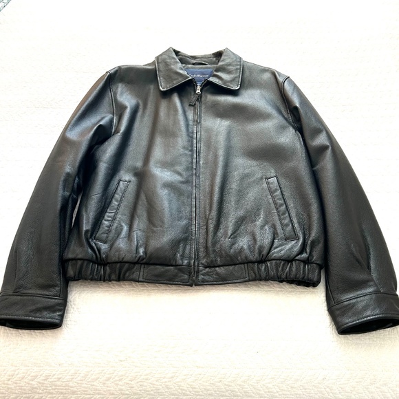 Like New CroftandBarrow Men’s Quilt Lined Leather Bomber Jacket Black Size Med. - Picture 9 of 17